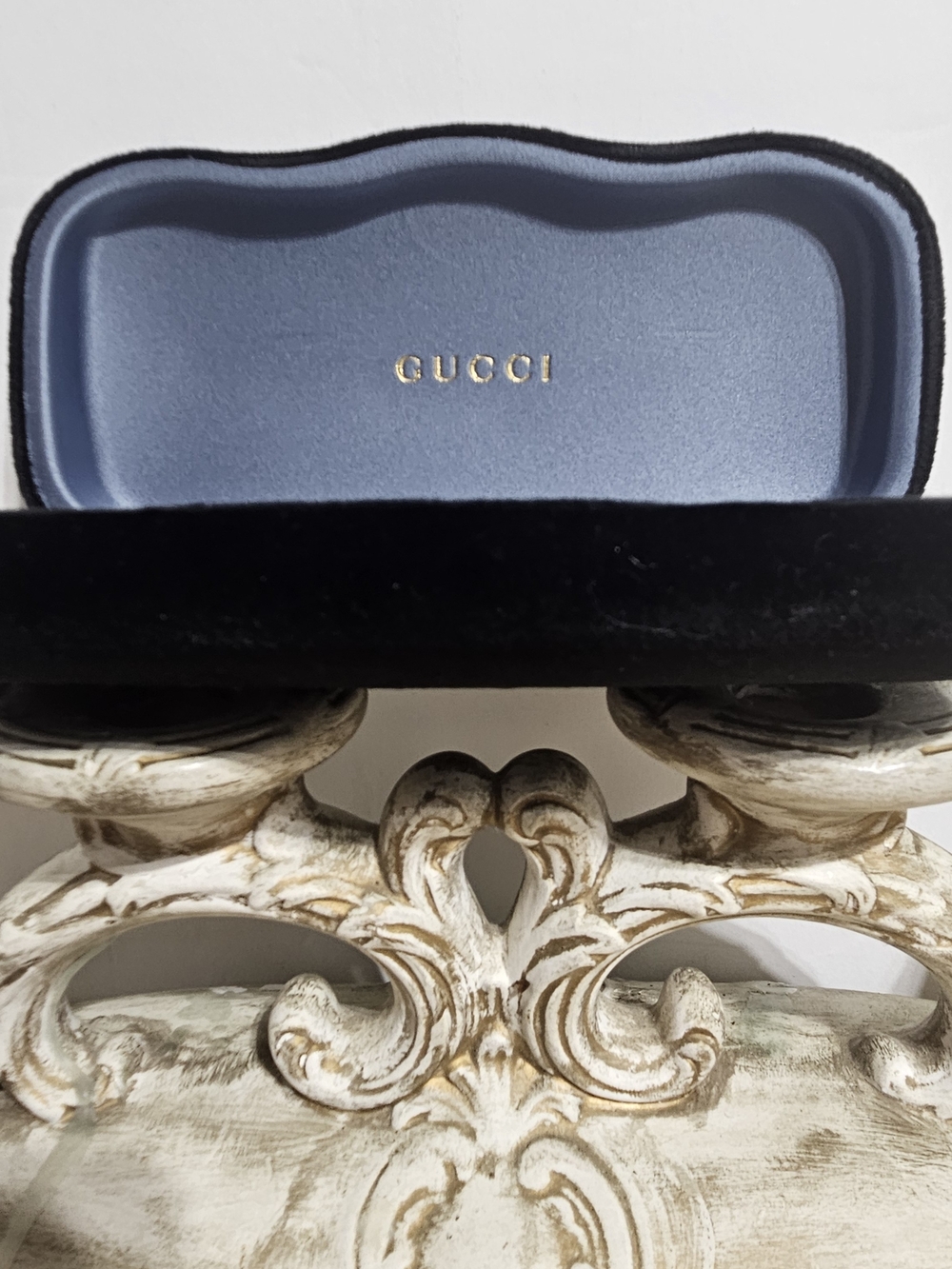 Gucci Blue Interior Eyewear Case with Black Exterior